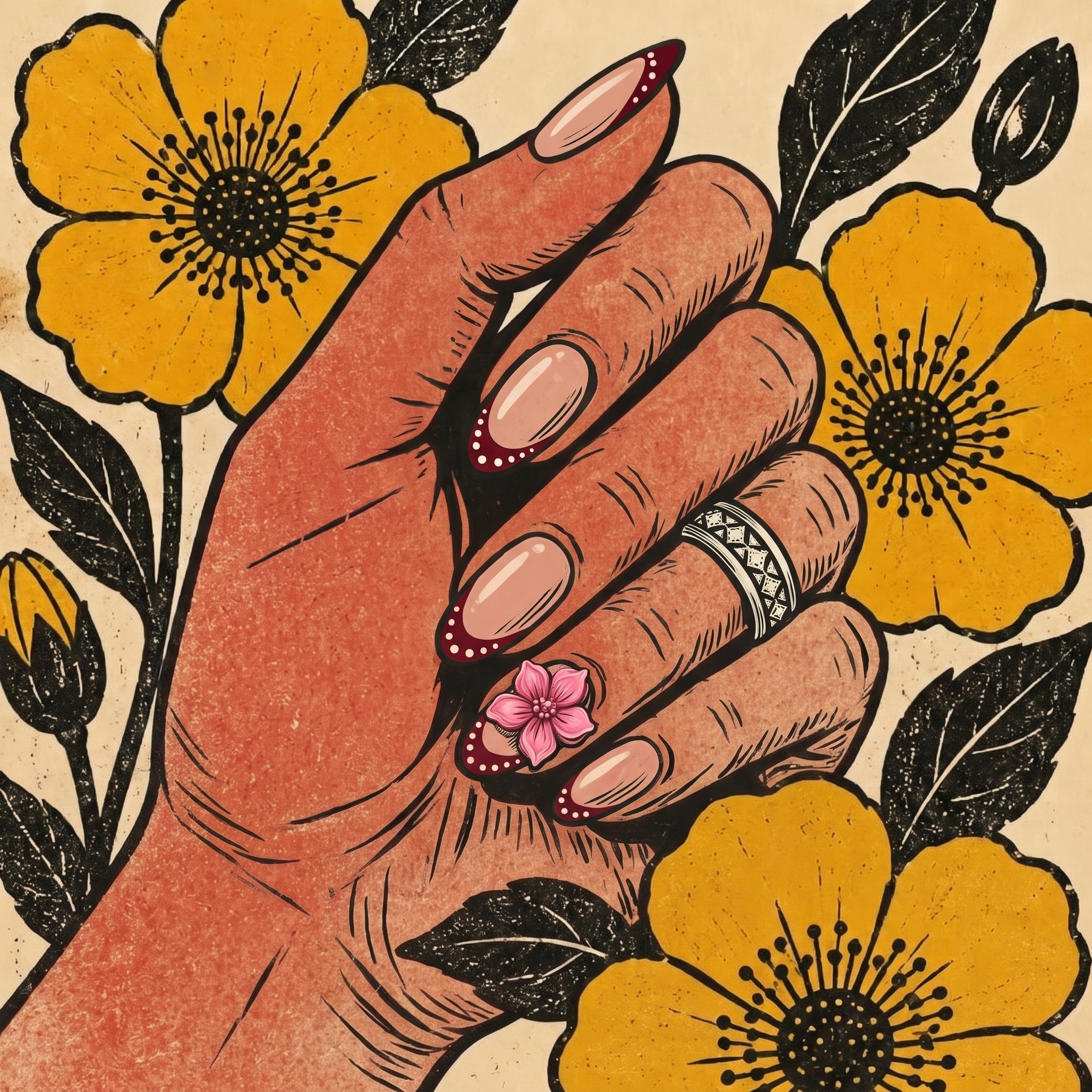 Manichiură Polka & petals